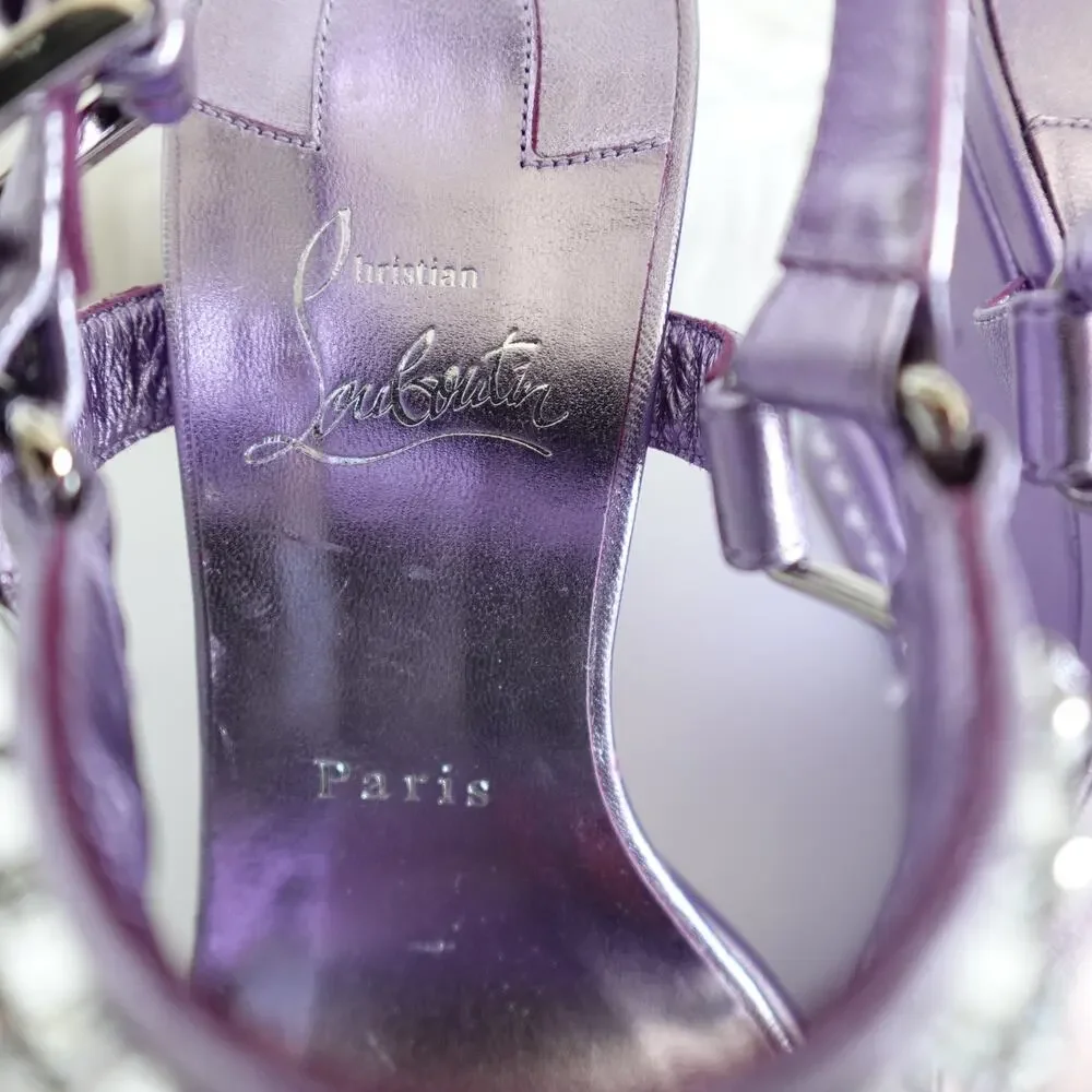 Christian Louboutin Pyrastrass Metallic Lavender Platform Wedge Sandals 38
